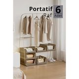 Mithra Life Mıt1260 6'lı Kayar Raf Organizer Bej Dolap İçi Kıyafet Aksesuar Düzenleyici