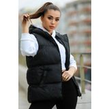 Mitnight Siyah Kadın Kapşonlu Şişme Yelek