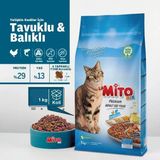 Mito Mix Adult Cat 1 Kg - Parlak Tüyler İçin Balık Yağı Katkılı Kedi Maması