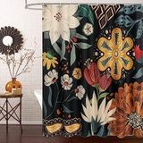 MitoVilla Boho Çiçekli Duş Perdesi, Tropikal Yapraklar Kumaş Kumaş Şık Zarif Banyo Dekoru için Duş Perdesi, Modern Soyut Renkli Çiçekli Duş Perdesi, 72x72