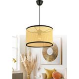 Mitra Light Hasır Hazeran Rattan Modern Sarkıt Tekli Avize 30 cm - 1 - Siyah - Krem