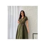 MitraMina Çift Cepli Kuşaklı Bade Elbise