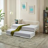 Mitrass Veluna Yavrulu Karyola Daybed Tek-Çift Kişilik Metal Karyola+Yatak Seti Beyaz - 90 x 190 cm