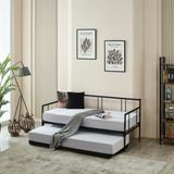 Mitrass Veluna Yavrulu Karyola Daybed Tek-Çift Kişilik Metal Karyola+Yatak Seti Siyah - 90 x 200 cm