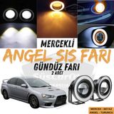 Mitsubishi Lancer 2007-2014 Uyumlu Üniversal Mercekli Angel Sis Farı Metal Su Geçirmez 76 Mm Turuncu Halkalı Gündüz Farı Angel Eyes 2 Adet