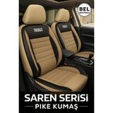 Mitsubishi Lancer Evo 2000–2007 Saren Serisi Oto Koltuk Kılıfı 5’li Set – Airbag & Kolçak Uyumlu, 3 Katman, Pike+Lakost+Deri Bej