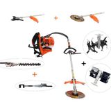 Mitsuyama Japon Sırt Tırpan + Çift Toprak Çapalama + Çit Kesme + Kancalı Zeytin Silkeleme Aparatı Set 63CC 5,7 Hp