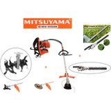 Mitsuyama Japon Sırt Tırpan + Toprak Çapalama + Çit Kesme Aparatı Set 63CC 5,7 Hp