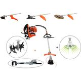 Mitsuyama Japon Sırt Tırpan + Toprak Çapalama + Kancalı - Tırnaklı Zeytin Silkeleme Aparatı Set 63CC 5,7 Hp