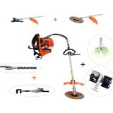 Mitsuyama Japon Sırt Tırpan + Toprak Çapalama + Kancalı - Tırnaklı Zeytin Silkeleme + Çit Kesme Aparatı Set 63CC 5,7 Hp