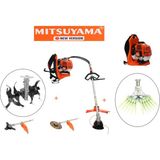 Mitsuyama Japon Sırt Tırpan + Toprak Çapalama + Tırnaklı Zeytin Silkeleme Aparatı Set 63CC 5,7 Hp