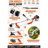 Mitsuyama Japon Yan Tırpan + Toprak Çapalama + Dal Budama + Çit Kesme Aparatı 63CC 5,7 Hp
