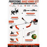 Mitsuyama Japon Yan Tırpan + Toprak Çapalama + Dal Budama + Kancalı Zeytin Silkeme Aparatı 63CC 5,7 Hp
