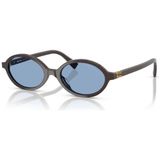 Miu Miu Kadın Güneş Gözlüğü 50 mm Oval Çerçeve Asetat Siyah Mavi Cam UV 400 Koruma - 01-Siyah
