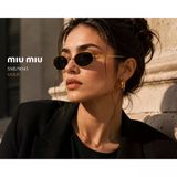 Miu Miu Smu9043 Kadın Güneş Gözlüğü Metal Çerçeve Füme Cam Made İn Italy - Gold