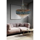 Miva 55x55 Cm'lik Kristal Taşlı Gold-siyah Lüks Avize - Yatak Odası - Salon - Mutfak - Hol Altın