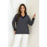 Mivoon Bambu Viskon Kumaş V Yaka Uzun Kollu Bluz – Büyük Beden (XL–6XL)