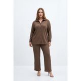 Mivoon Bürümcük Kumaş Gömlek Pantolon Takım - 4XL - Taş