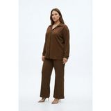 Mivoon Bürümcük Kumaş Gömlek Pantolon Takım - 5XL - Kahverengi