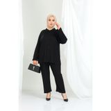 Mivoon Bürümcük Kumaş Gömlek Yaka Düğmeli Alt Üst Takım Tesettüre Uygun 2XL 6XL