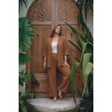 Mivoon Bürümcük Kumaş Kimono Takım - 2XL - Camel