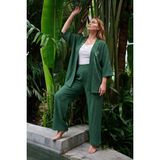 Mivoon Bürümcük Kumaş Kimono Takım - 2XL - Yeşil