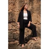 Mivoon Bürümcük Kumaş Kimono Takım - 3XL - Siyah