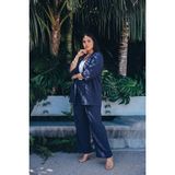 Mivoon Bürümcük Kumaş Kimono Takım - 4XL - Lacivert