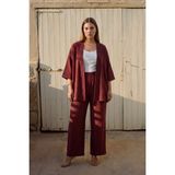Mivoon Bürümcük Kumaş Kimono Takım - L - Bordo