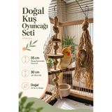Mivra Pets 2’li Muhabbet Kuşu ve Papağan Oyuncağı Doğal Jüt İp Ahşap Tırmanma Kemirme Parçalama Stres İpi