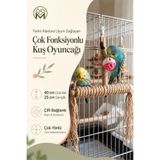 Mivra Pets Çok Fonksiyonlu Kuş Oyuncağı 40x25 cm Jüt Tünek Muhabbet Kuşu ve Sultan Papağanı