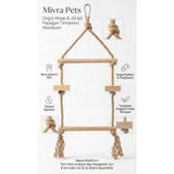Mivra Pets Doğal Ahşap Papağan Kuş Salıncağı Tırmanma Merdiveni Tünek 8mm Jüt İpli Kafes Oyuncağı 60x25cm