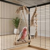 Mivra Pets Doğal Papağan ve Kuş Oyuncağı Salıncak Tünek ve Kemirme Oyuncağı Seti