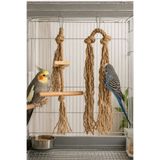 Mivra Pets Kuş Oyuncağı 2'li Set Doğal Jüt ve Ahşap Papağan Tüneği ve Parçalama Oyuncağı