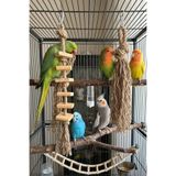 Mivra Pets Kuş Oyuncağı Seti Doğal Jüt ve Ahşap - Papağan Oyuncağı, Muhabbet Kuşu Oyuncağı, Sultan Papağanı Kemirme ve Parçalama Oyuncağı