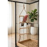 Mivra Pets Papağan Kuş Oyuncağı Doğal Ahşap Merdiven Kemirme Tırmanma Jüt İp