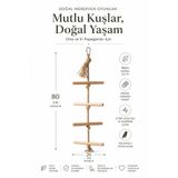 Mivra Pets Papağan Kuş Oyuncağı Doğal Ahşap Tırmanma Kemirme Jüt Halat