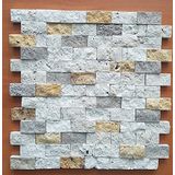 Mix 3 Renk Traverten 2,5x5 Cm Fileli Patlatma Taş Duvar Kaplaması