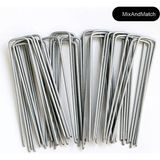 Mix And Match U Çadır Kazığı, Sera ve Bitki Örtüsü Sabitleme Kazığı | 15 Adet * 10 cm Yükseklikte U Şekilli Galvanizli Paslanmaz Metal Kazık, 3,7 mm Kalınlık, Paslanmaz Bahçe Çivisi