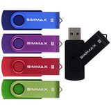 (Mix Color1) - SIMMAX 5Pcs 8GB Usb Flash Drive Usb 2.0 Flash Drive Memory Stick Fold Storage Thumb Stick Pen Swivel Design(Five Mixed Colours: Black Blue Green Purple Red)(Mix Color1)