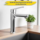 Mix Krom Kaplama Sıcak Soğuk Tezgah Üstü Banyo Mutfak Lavabo Bataryası Aç Kapa Evye Armatür Musluk