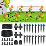 MIXC Damla Sulama Sistemi, 95FT Hızlı Verimli Bağlayıcı Bahçe Sulama Sistemi Bitkiler Çim Veranda Yükseltilmiş Yatak İçin Sulama Sistemi 1/2 '' ve 1/4 "Boru, Damla Yayıcılar ile Otomatik Sulama