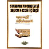 MİXEFOR A3 Çerçeve-Renk ALTIN Arka Yüzey 3mm Mdf-Ön yüzey Kırılmaz parlama yapmayan Antireflektif - Altın - 29,7 x 42 cm