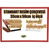 MİXEFOR Boş Çerçeve - 35CM x 50CM Iç Ölçü -Renk KIRMIZI -Arka Yüzey 3mm Mdf- Ön yüzey Kırılmaz parlama yapmayan Antireflektif - Kırmızı