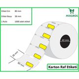 MİXGROS 80x38 mm Karton Termal Raf Reyon Etiketi Sarı Fiyat Çerçeveli 1 Rulo: 1000 Adet Etiket
