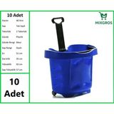 Mixgros Tekerlekli Plastik Market Alışveriş El Sepeti 40 Litre Mavi 10 Adet