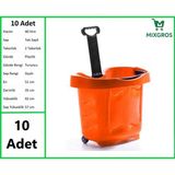 Mixgros Tekerlekli Plastik Market Alışveriş El Sepeti 40 Litre Turuncu 10 Adet
