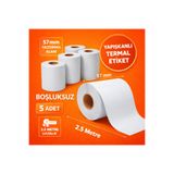 MixmioLife Barkod Etiketi Mini Termal Yazıcı Kağıdı Yapışkanlı Aralıksız 57 mm 2.5 Metre