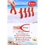 MixmioLife Havlu Mandalı 14CM Xxl Havlu Tutucu Mandal Güçlü Plastik Şezlong Klipsi - Kırmızı - Yetişkin