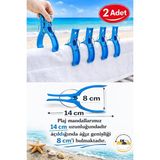 MixmioLife Havlu Mandalı Rüzgar Önleyici 14CM Xxl Havlu Tutucu Mandal Güçlü Plastik Şezlong Klipsi 2ADET - Mavi - Yetişkin
